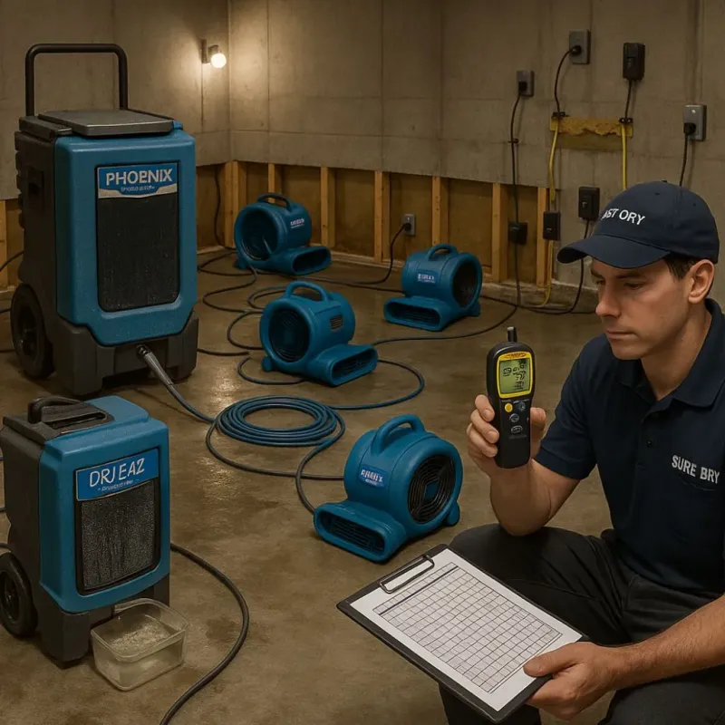 Structural Drying and Dehumidification process in Kingsford Heights, IN
